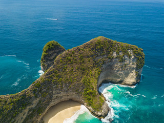 Aerial view of the Kelingking beach located on the island of Nusa Penida, Indonesia