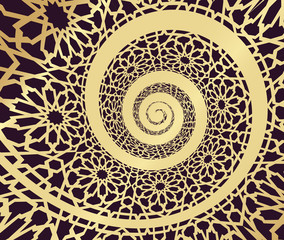 Islamic pattern, swirled in 3d spiral shape