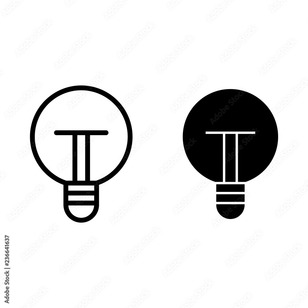 Poster light bulb line and glyph icon. light vector illustration isolated on white. idea outline style desi