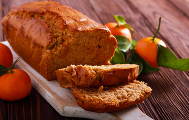 Rye honey cake with candid tangerine
