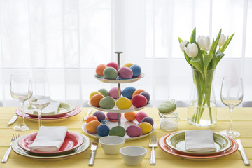 Beautiful Easter table setting in light room