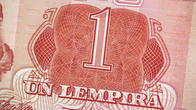 Honduras 1 lempira 2010 banknote rotating, Honduran money close up. 4K UHD video footage
