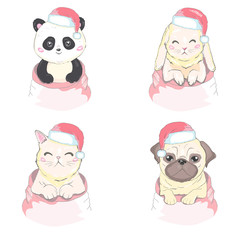 Pets face, dog, cat, and rabbit