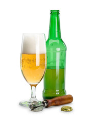 Beer, glass, bottle, opener, stopper