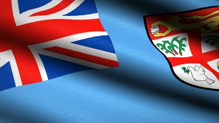 Fiji Flag Waving Textile Textured Background. Seamless Loop Animation. Full Screen. Slow motion. 4K Video Footage