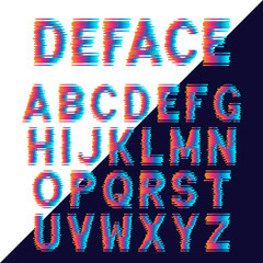 Decorative alphabet letters with electronic glitch effect.