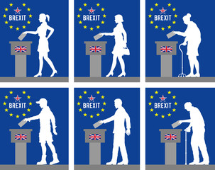 United Kingdom citizens voting for Brexit in Britain