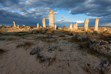 Phenomenon rock formations in Bulgaria around Varna - Pobiti kamani. National tourism place....