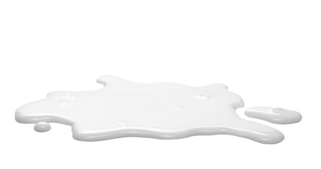 Spilled milk puddle isolated on white background and texture, with clipping path