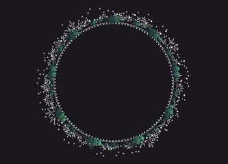 winterlicher Kranz oder runder Rahmen für Weihnachten 