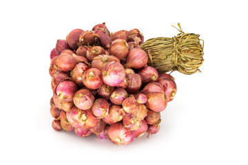 Bund Jungzwiebel auf weissem Hintergrund