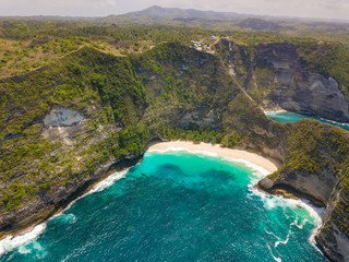 Fototapeta premium Aerial view of the Kelingking beach located on the island of Nusa Penida, Indonesia