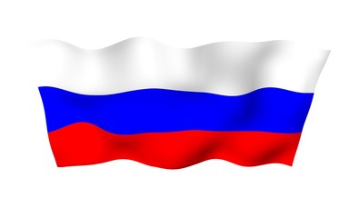 Waving flag of the Russian Federation. The National. State symbol of the Russia. 3D illustration