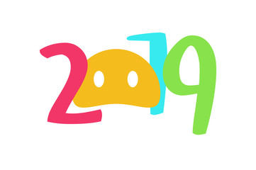 2019 new year. the inscription for places scratch the snout of a pig. 2019 yellow boar.