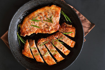 Barbecue meat. Grilled juicy pork steaks