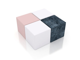 Jeans textile cube abstract composition