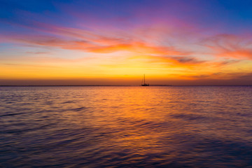 Sunset on ocean in Zanzibar