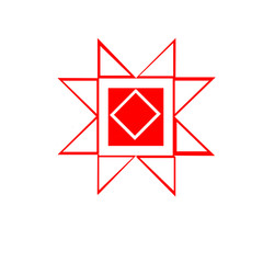 Red the ethnic element of the Slavic pattern on a white background