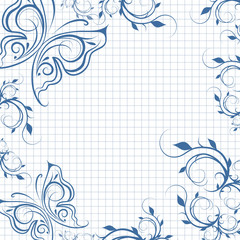 paper background with butterflies