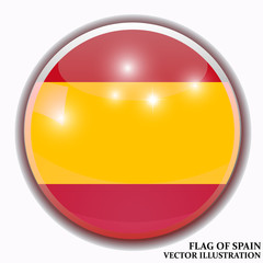 Happy Spain day background. Bright background with flag of Spain. Bright button with flag. Vector illustration.