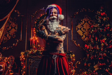 nude tattooed santa