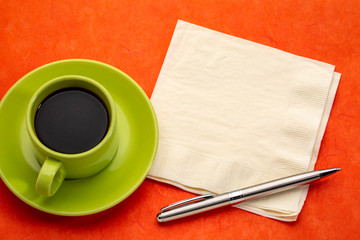 espresso coffee with napkin