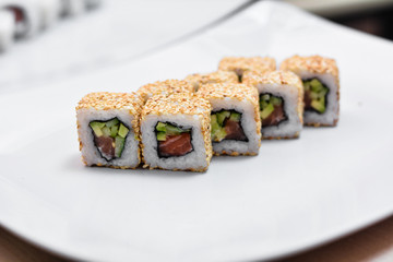 food dish sushi cocktails menu