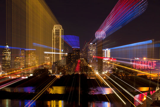 Abstract Of Downtown Dallas Texas At Night