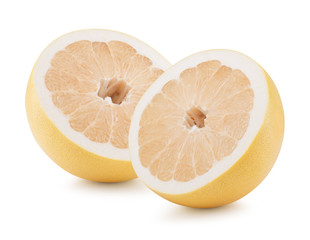 half of pomelo isolated on a white background