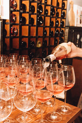 Preparing of drinks in bar
