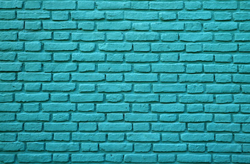 Turquoise Colored Brick Wall at La Boca in Buenos Aires of Argentina for Background, Texture or...