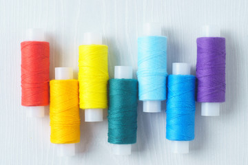 Multi-colored reels top view