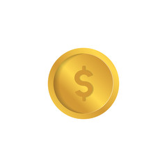 Vector dollar coin icon. Money sign. Currency symbol. Finance illustration. Earnings symbol