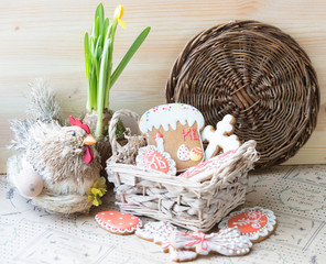 Easter gingerbread in a basket