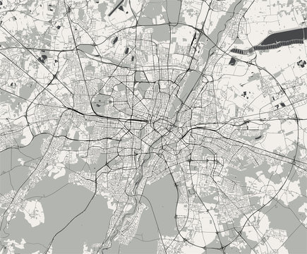 map of the city of Munich, Bavaria, Germany