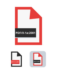 pdf/x-1a:2001 file flat vector icon. Symbol of PDF/X-1a – the most common ISO standard for blind exchange of PDF in CMYK between graphic designer and printing plant or printing house isolated on white © petrroudny