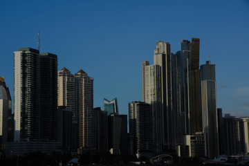Fototapeta na wymiar Panama Skyline with blue sky