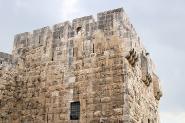 Part of the Jaffa Gate structure in The Old City of Jerusalem, Israel