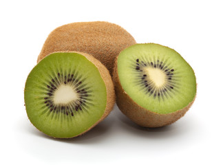 Kiwi fruit isolated on white background, macro.