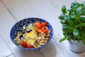 Top view of brakfast bowl
