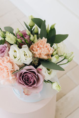 Beautiful spring bouquet with tender flowers