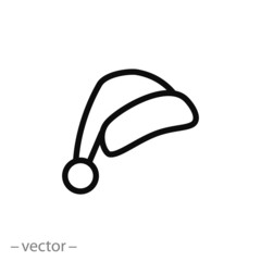 Santa Claus cap icon, linear sign, vector