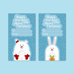 Set of Christmas and New Year greeting cards. Vector illustration. Hand drawn lettering.