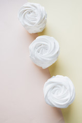Delicious sweet marshmallows on light background