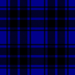 Seamless vector plaid, tartan, check pattern black and blue. Design for wallpaper, fabric, textile, wrapping. Simple background