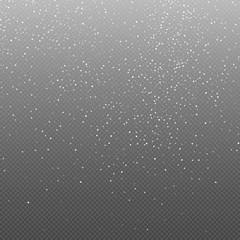 White  Abstract Particles On Transparent Background. Falling Snowflakes Imitation. Bright Bokeh Texture. Digitally Generated Image. Vector Illustration, Eps 10.