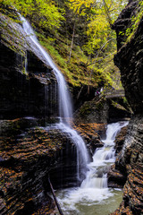 Obraz premium Waterfall and cascade in the Forest, New York