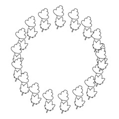 wreath floral leaves foliage white background