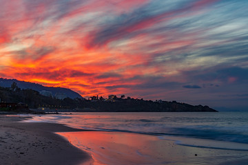 Obraz premium Spiaggia di Cefalù al tramonto, Sicilia
