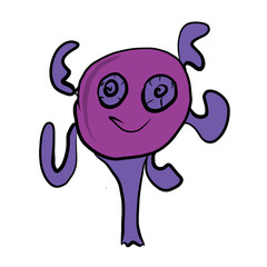 Cute purple monster isolated on